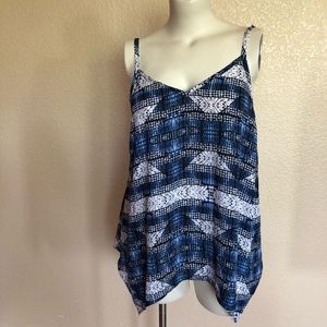 Sejour Asymmetrical Cami Tank Top Blue 14W New